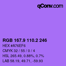 カラーコード: RGB 167.9 110.2 246 | qconv.com