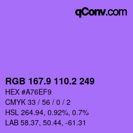 カラーコード: RGB 167.9 110.2 249 | qconv.com