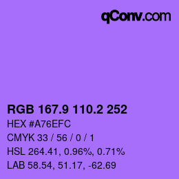 カラーコード: RGB 167.9 110.2 252 | qconv.com