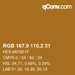 Farbcode: RGB 167.9 110.2 31 | qconv.com