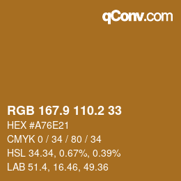 Color code: RGB 167.9 110.2 33 | qconv.com