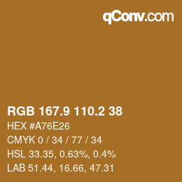 Color code: RGB 167.9 110.2 38 | qconv.com
