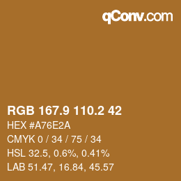 カラーコード: RGB 167.9 110.2 42 | qconv.com