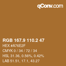 Color code: RGB 167.9 110.2 47 | qconv.com
