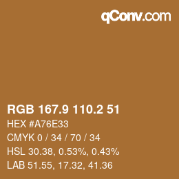 Color code: RGB 167.9 110.2 51 | qconv.com