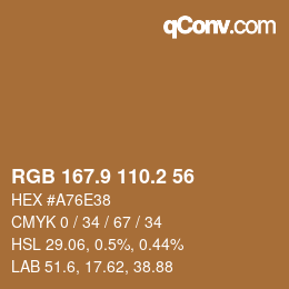 Color code: RGB 167.9 110.2 56 | qconv.com