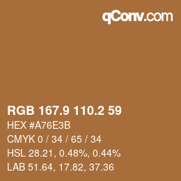 Color code: RGB 167.9 110.2 59 | qconv.com