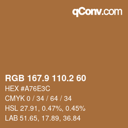 Color code: RGB 167.9 110.2 60 | qconv.com