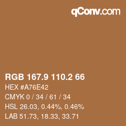 Color code: RGB 167.9 110.2 66 | qconv.com