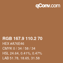 Color code: RGB 167.9 110.2 70 | qconv.com