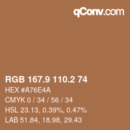 Color code: RGB 167.9 110.2 74 | qconv.com