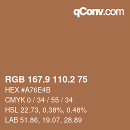 Color code: RGB 167.9 110.2 75 | qconv.com