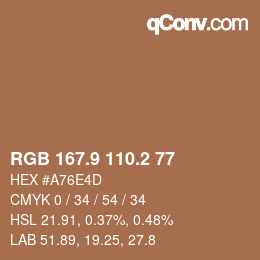 カラーコード: RGB 167.9 110.2 77 | qconv.com