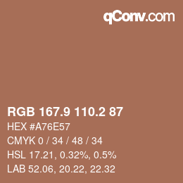 カラーコード: RGB 167.9 110.2 87 | qconv.com