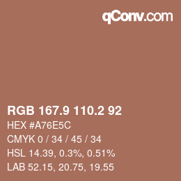 Color code: RGB 167.9 110.2 92 | qconv.com