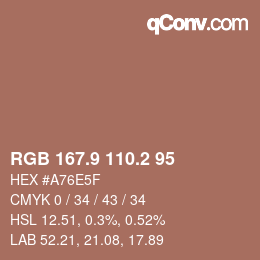カラーコード: RGB 167.9 110.2 95 | qconv.com