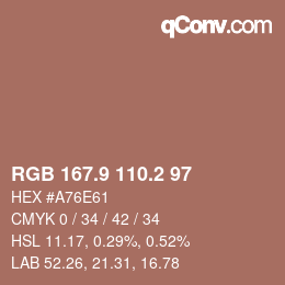 Farbcode: RGB 167.9 110.2 97 | qconv.com