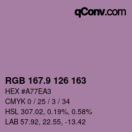 カラーコード: RGB 167.9 126 163 | qconv.com