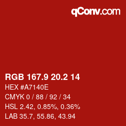 Color code: RGB 167.9 20.2 14 | qconv.com