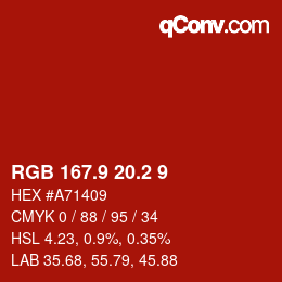 Color code: RGB 167.9 20.2 9 | qconv.com