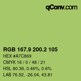 カラーコード: RGB 167.9 200.2 105 | qconv.com