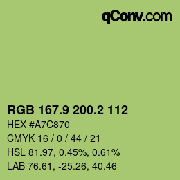 カラーコード: RGB 167.9 200.2 112 | qconv.com
