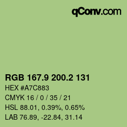 カラーコード: RGB 167.9 200.2 131 | qconv.com