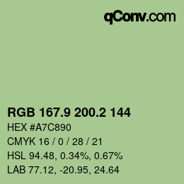 カラーコード: RGB 167.9 200.2 144 | qconv.com