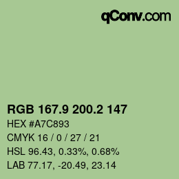 Color code: RGB 167.9 200.2 147 | qconv.com