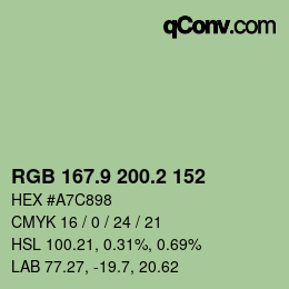 Color code: RGB 167.9 200.2 152 | qconv.com