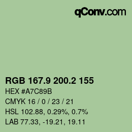 カラーコード: RGB 167.9 200.2 155 | qconv.com