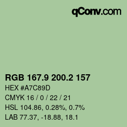 Color code: RGB 167.9 200.2 157 | qconv.com