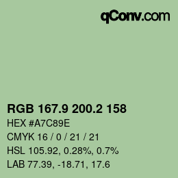 Color code: RGB 167.9 200.2 158 | qconv.com