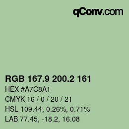 カラーコード: RGB 167.9 200.2 161 | qconv.com