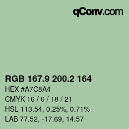 カラーコード: RGB 167.9 200.2 164 | qconv.com