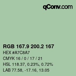 カラーコード: RGB 167.9 200.2 167 | qconv.com