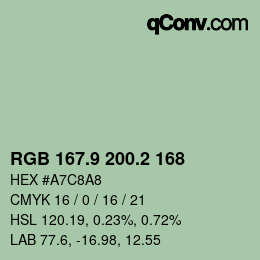 Color code: RGB 167.9 200.2 168 | qconv.com