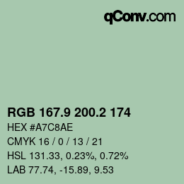 Color code: RGB 167.9 200.2 174 | qconv.com