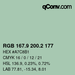 Color code: RGB 167.9 200.2 177 | qconv.com
