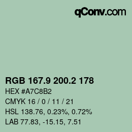 Color code: RGB 167.9 200.2 178 | qconv.com