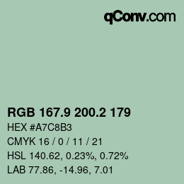 Color code: RGB 167.9 200.2 179 | qconv.com