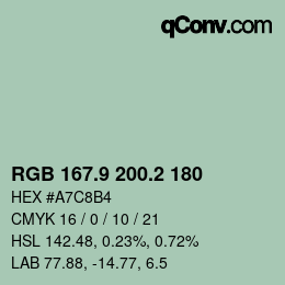 カラーコード: RGB 167.9 200.2 180 | qconv.com