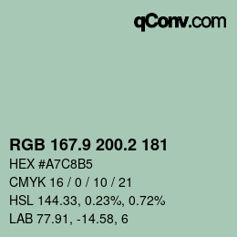 Color code: RGB 167.9 200.2 181 | qconv.com