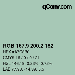 Color code: RGB 167.9 200.2 182 | qconv.com
