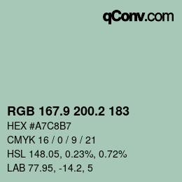 Color code: RGB 167.9 200.2 183 | qconv.com