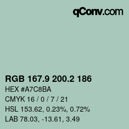 Color code: RGB 167.9 200.2 186 | qconv.com