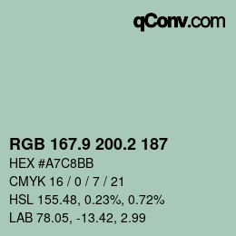 カラーコード: RGB 167.9 200.2 187 | qconv.com