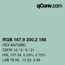 Color code: RGB 167.9 200.2 188 | qconv.com