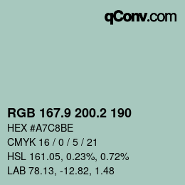 カラーコード: RGB 167.9 200.2 190 | qconv.com