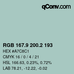カラーコード: RGB 167.9 200.2 193 | qconv.com
